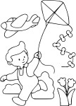 Disegno di Bambino con cervo volante da colorare