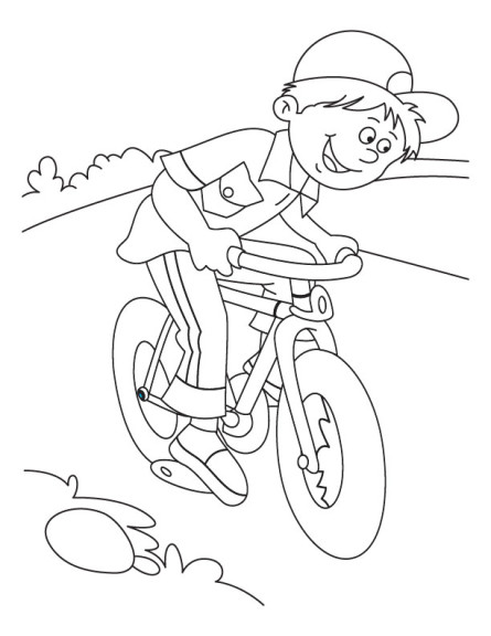 Disegno di Bambino in bicicletta da colorare