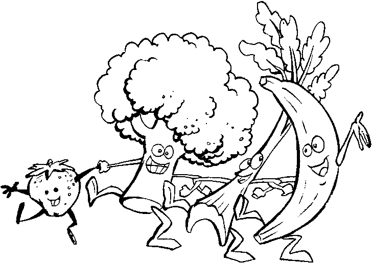 Fruit And Vegetable With A Face coloring page