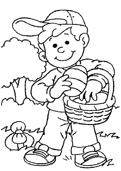 Disegno di Ragazzo a Pasqua da colorare