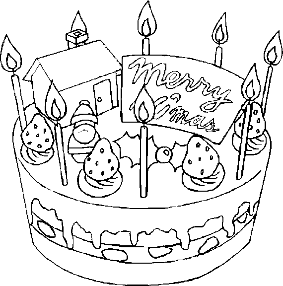 Christmas Cake coloring page 2