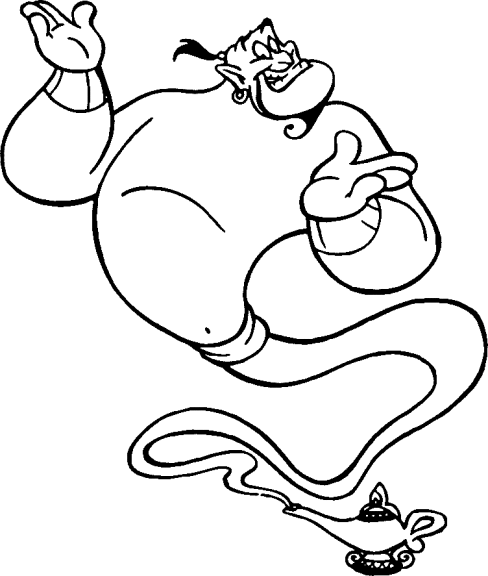 Coloriage genie Aladdin lampe