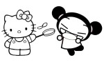Hello Kitty And Pucca coloring page