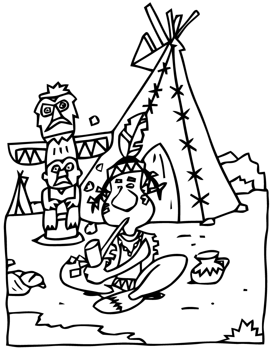 Coloriage hutte indienne