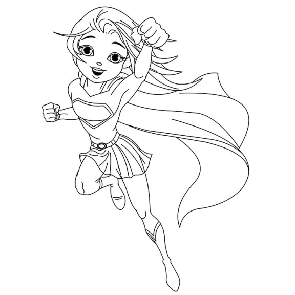 Coloriage jeune Supergirl