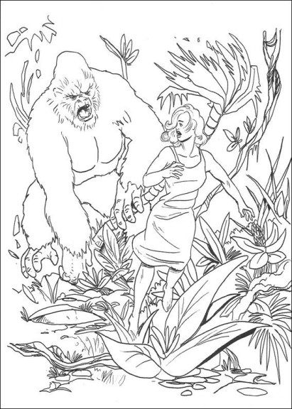 Coloriage King Kong et une femme