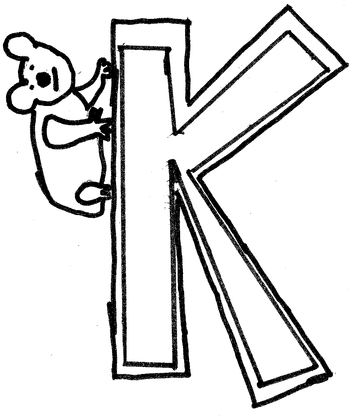 K For Koala coloring page