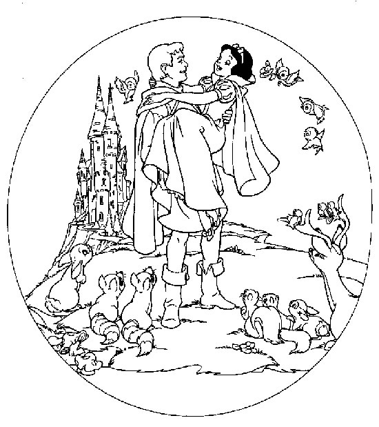 Coloriage le Prince et Blanche Neige