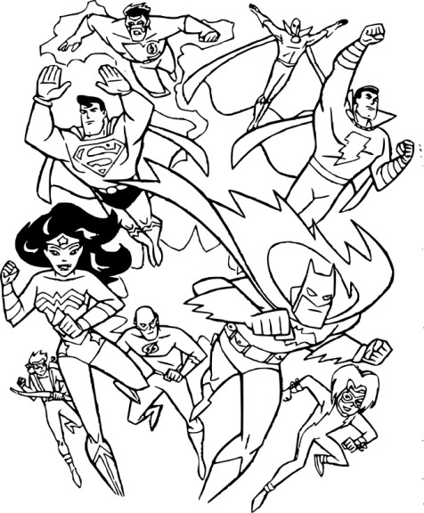 Superheroes coloring page