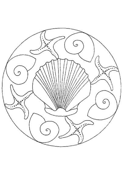 Disegno di Mandala di conchiglie da colorare