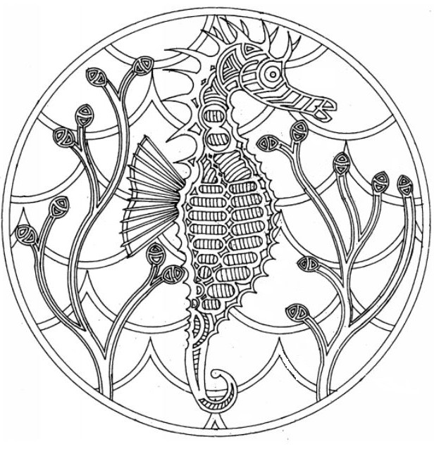 Coloriage mandala hippocampe