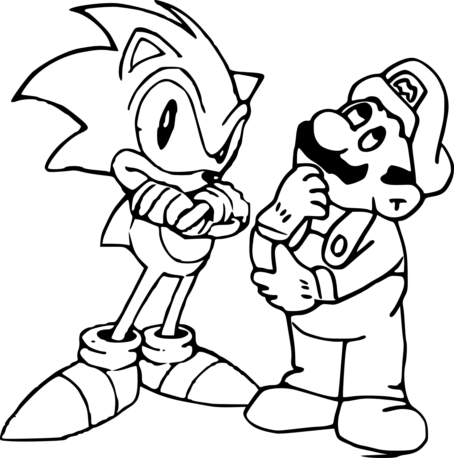 Coloriage Mario et Sonic à imprimer