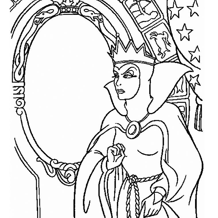 Coloriage mechante reine de Blanche Neige à imprimer