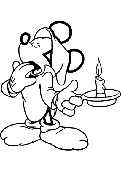 Disegno di Topolino ha sonno da colorare