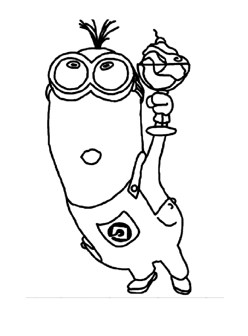 Coloriage Minion mange une glace