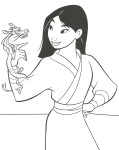 Coloriage Mulan et Mushu