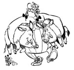Disegno di Obelix cattura due cinghiali da colorare