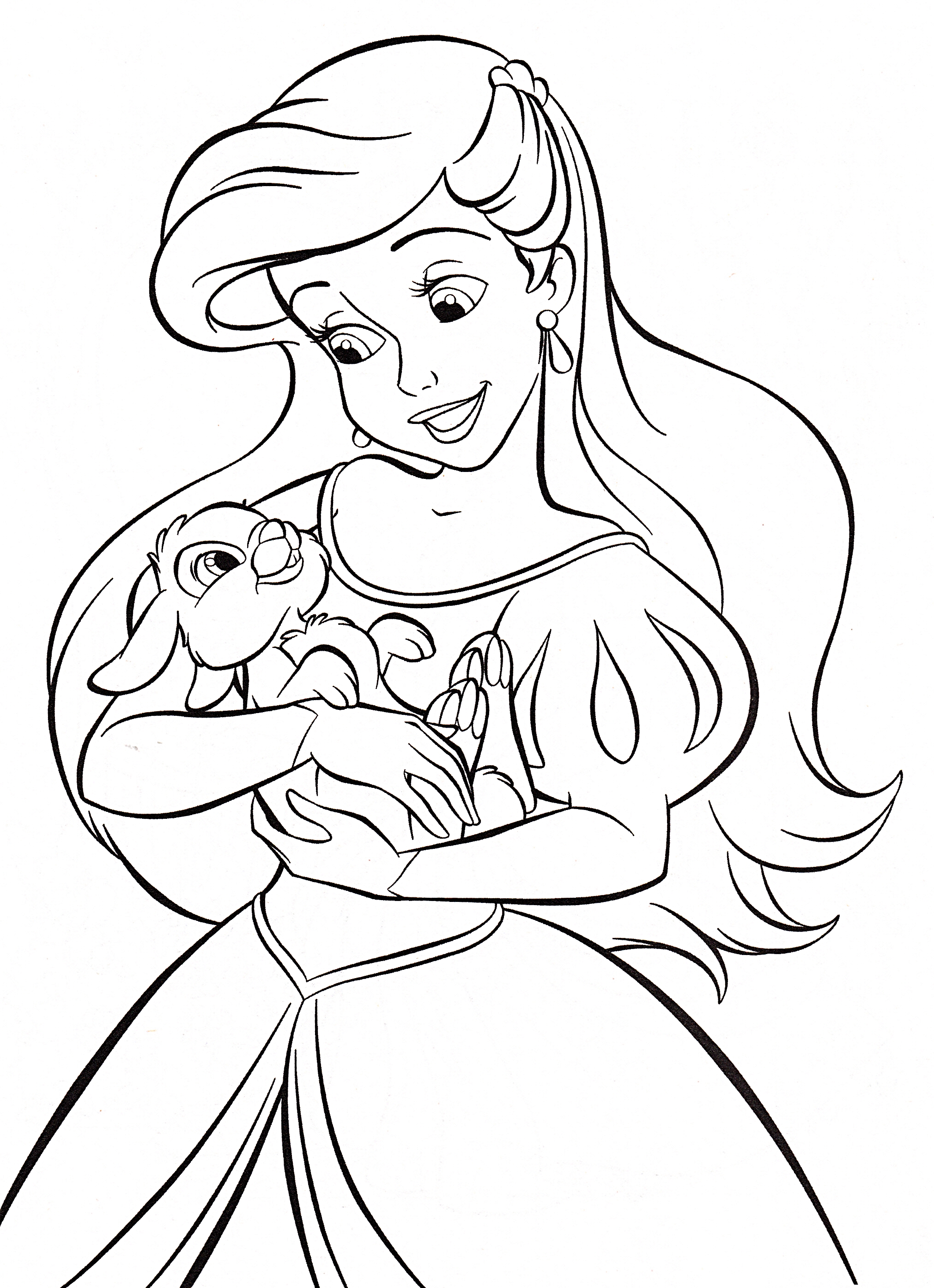 The Little Mermaid And A Rabbit coloring page
