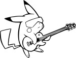 Disegno di Pikachu con la chitarra da colorare