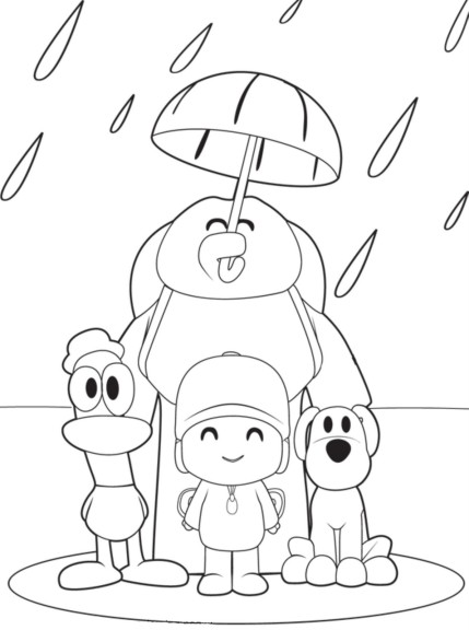 Pocoyo Pato Elly And Loula coloring page