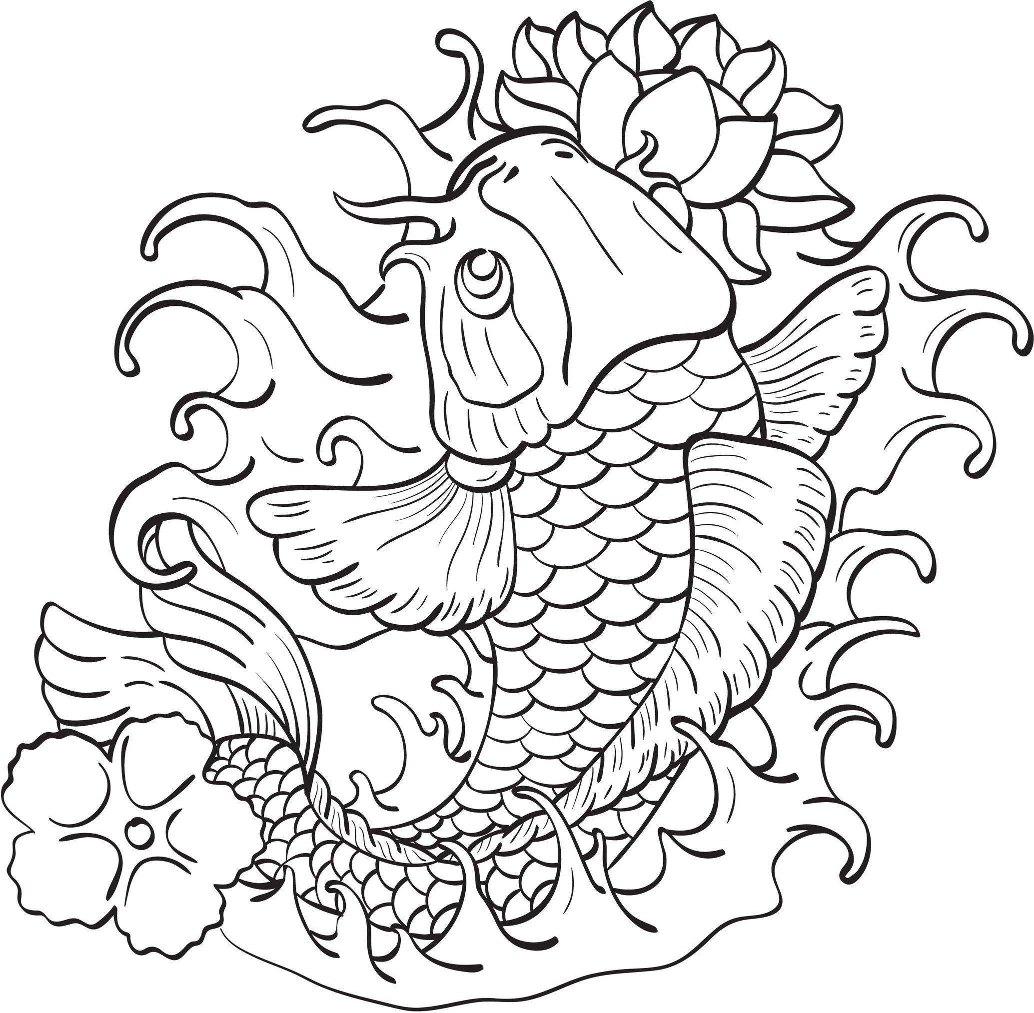 Disegno di Pesce giapponese da colorare