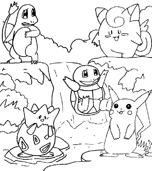 Pokemon On Vacation coloring page