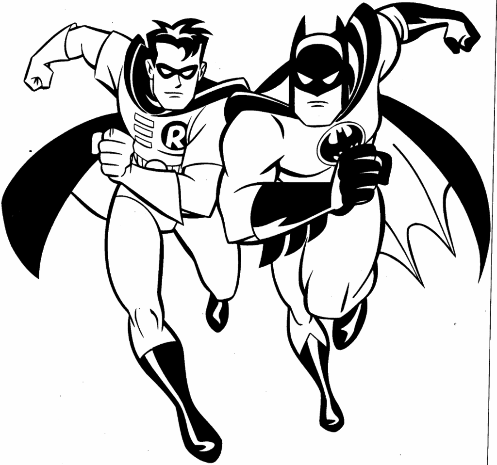 Disegno di Robin e Batman da colorare