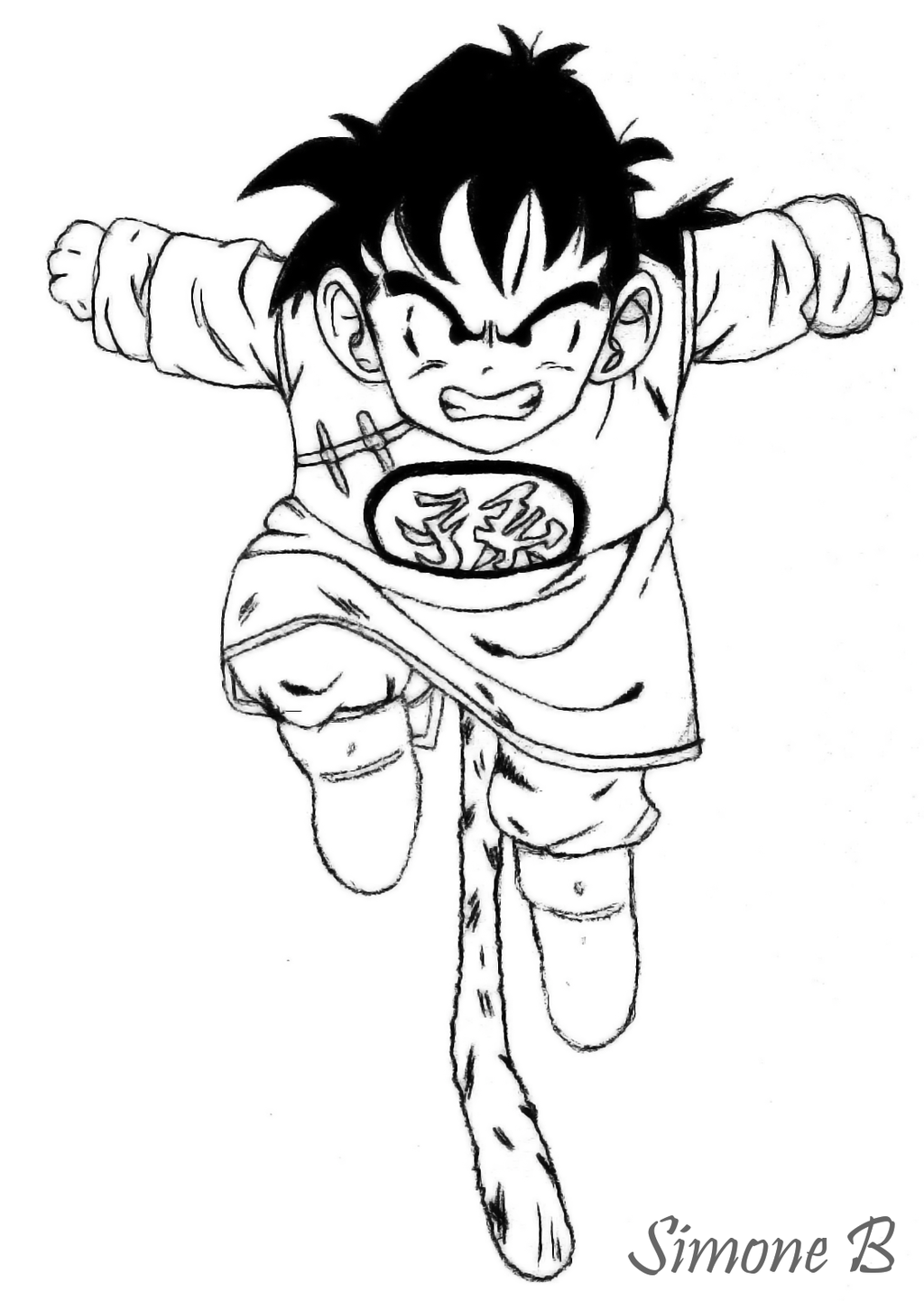 Coloriage Sangohan en colere