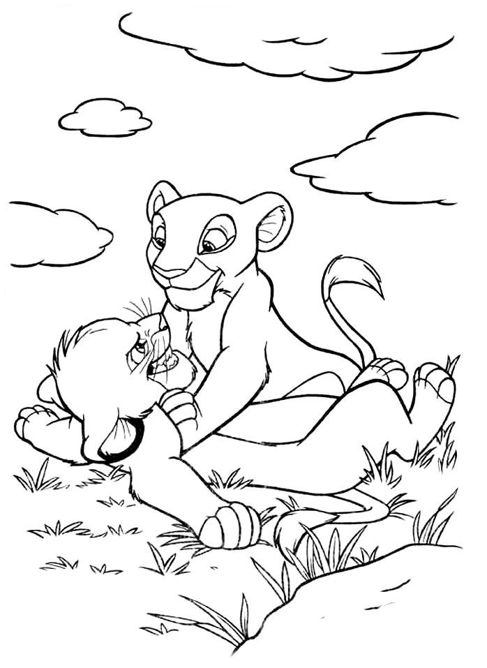 Disegno di Simba e Nala Disney da colorare