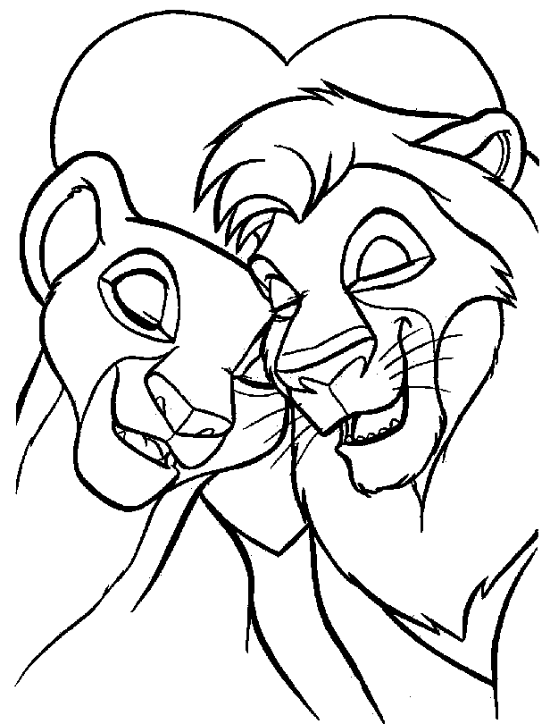 Coloriage Simba Nala amoureux