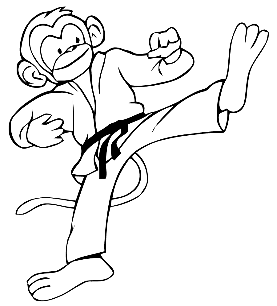 Coloriage singe karate
