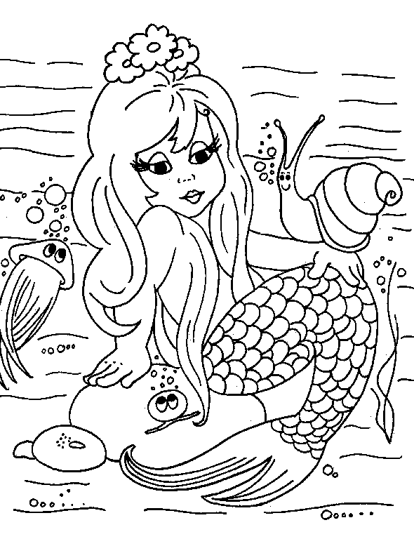 Disegno di Sirena nell'acqua da colorare