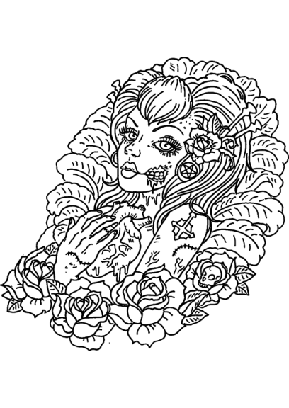 Mermaid Halloween coloring page