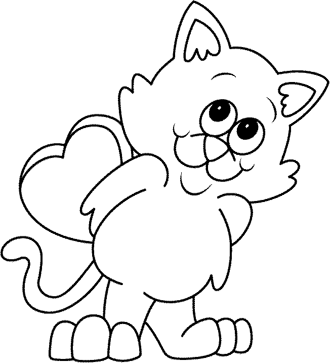 Valentines Day Cat coloring page