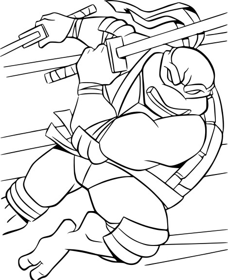 Coloriage Tortue Ninja combat