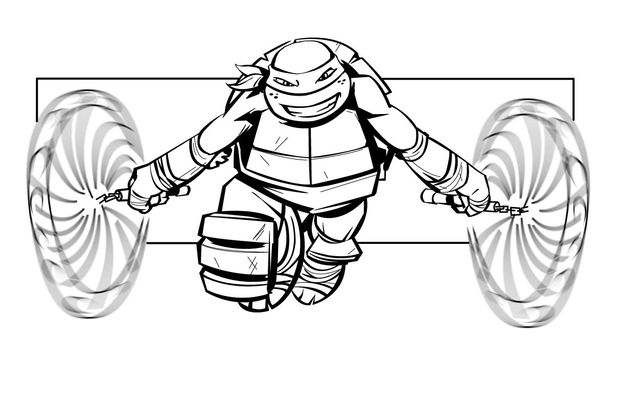 Coloriage Tortue Ninja Michelangelo