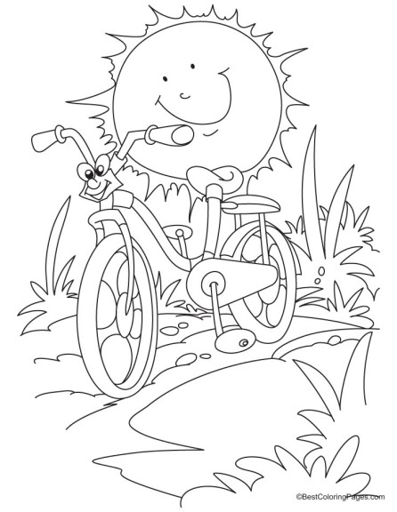 Coloriage velo au soleil