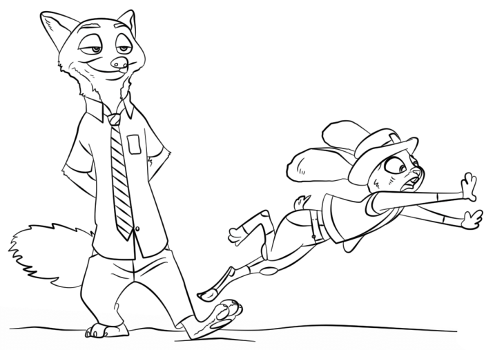 Coloriage Zootopie Judy Nick