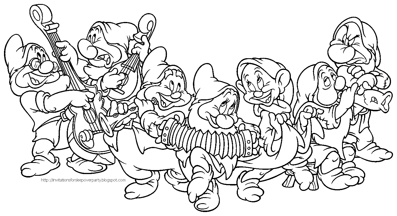 7 Dwarfs drawing and coloring page