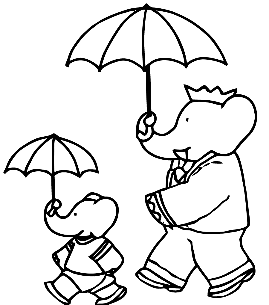 Babar drawing and coloring page