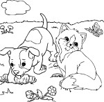 Disegno di Cane e gatto da disegnare da colorare