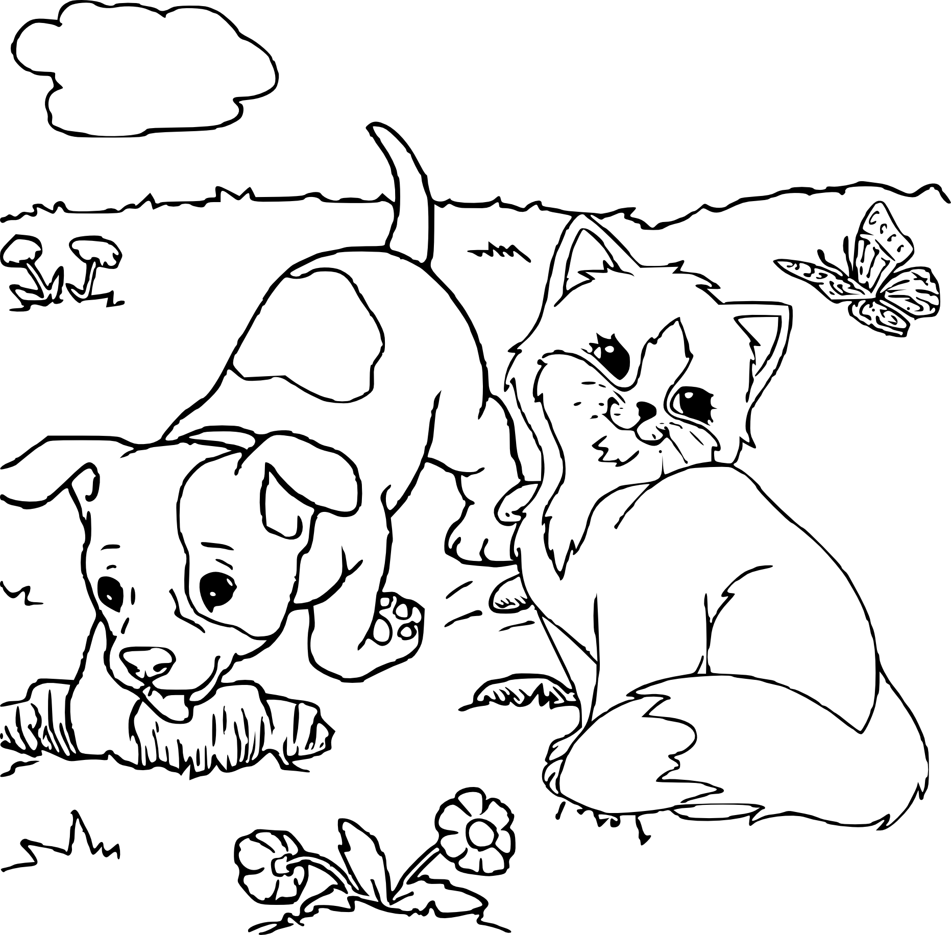 Dog And Cat To Draw coloring page