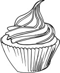 Cupcake drawing and coloring page