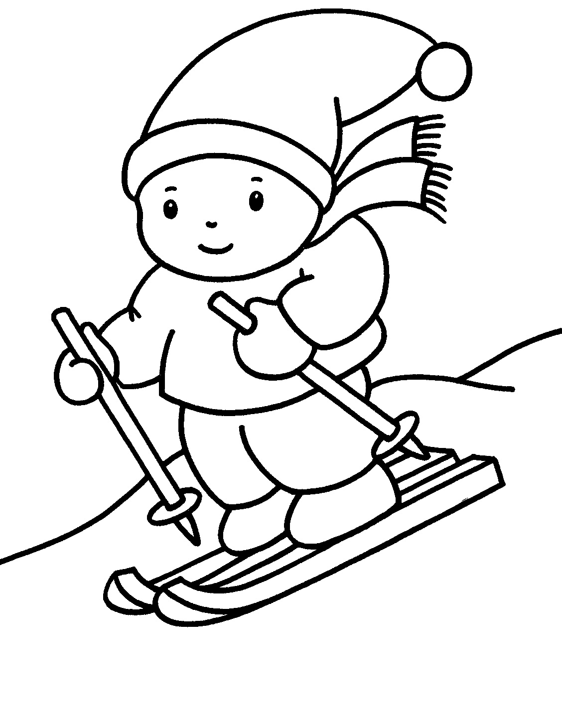 Christmas Sled drawing and coloring page