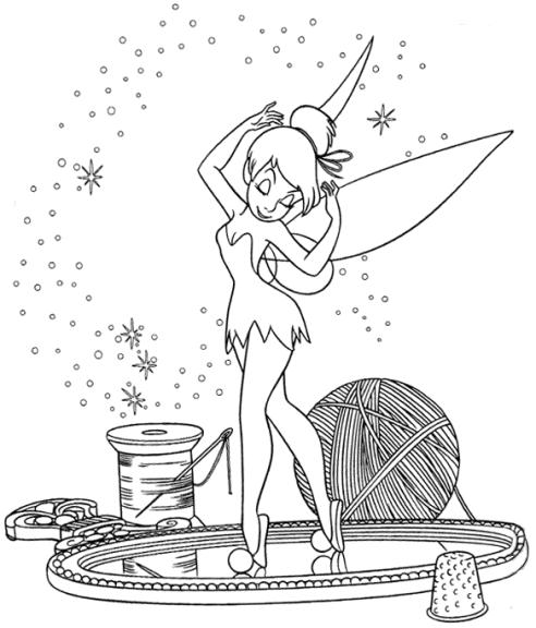 Tinkerbell drawing and coloring page