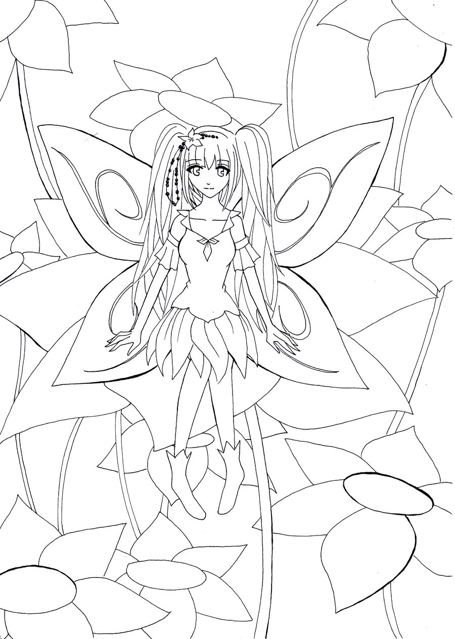 Fairy Manga drawing and coloring page