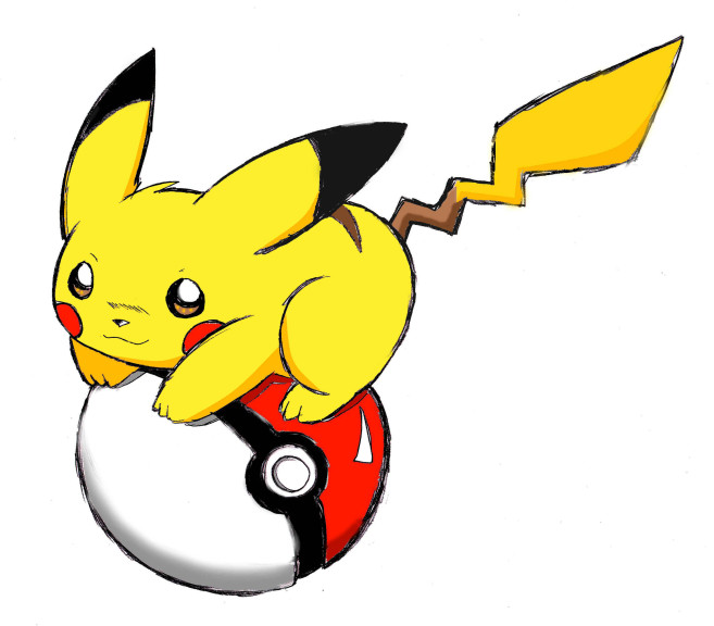 Disegno di Pikachu su una Pokeball da colorare