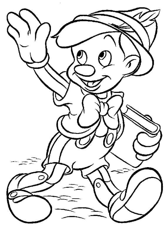 Pinocchio drawing and coloring page
