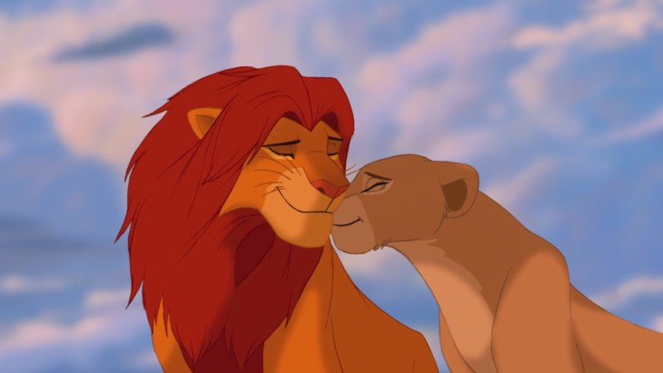 Disegno di Simba e Nala innamorati da colorare