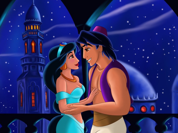 Disegno di Il matrimonio di Jasmine e Aladino da colorare